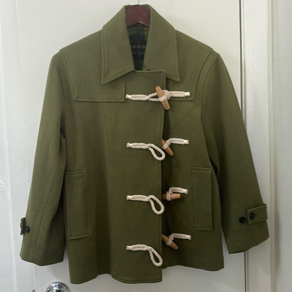 Burberry wool toggle green duffle jacket IT38 pea coat trench